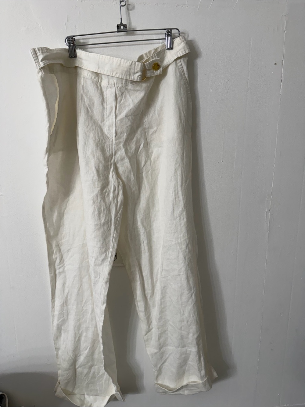 Ellen Tracy Cream Elastic-Waist Trousers